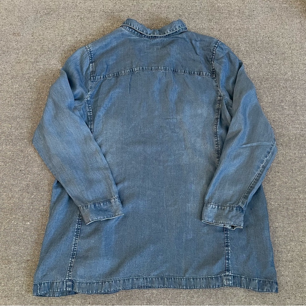 J. Jill Denim Half Button-Front Casual Shirt - Blue - Picture 2 of 10